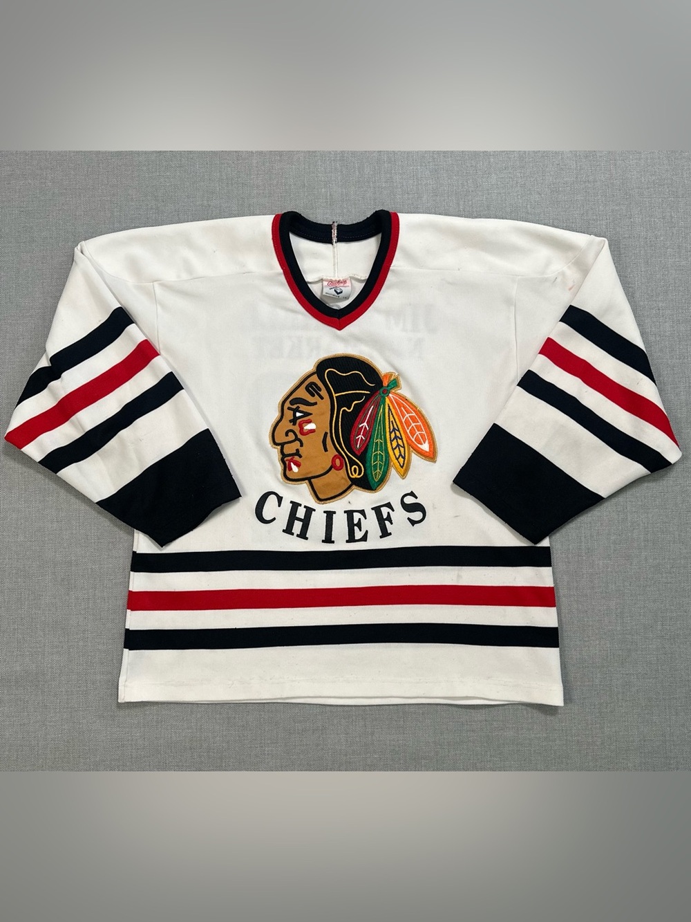 Vintage Rawlings Chicago Blackhawks Hockey Jersey Made Canada L
